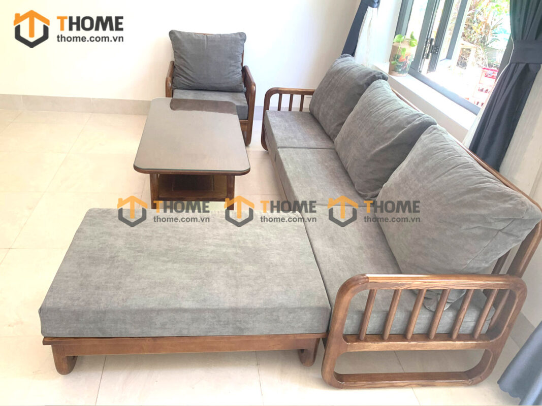 Bộ Sofa Merci Gỗ Sồi Tự Nhiên Màu Óc Chó 2.3m SFT-08SN