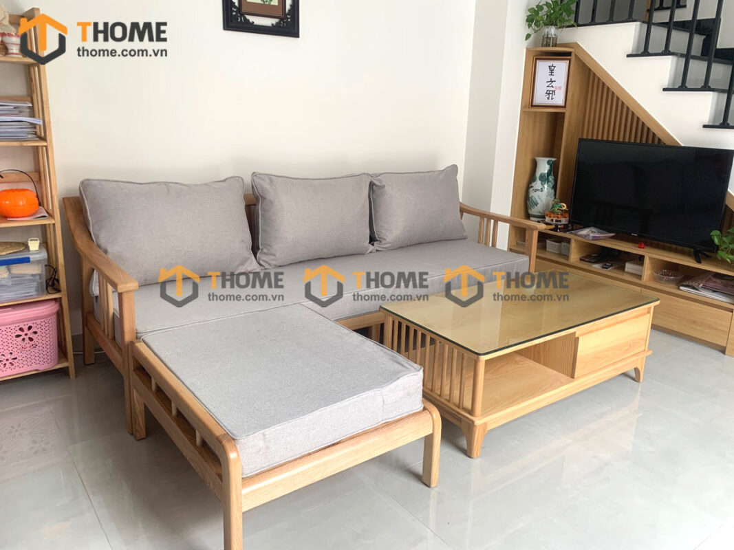 Sofa Góc Nova Gỗ Sồi Tự Nhiên Màu Tự Nhiên 2.4m SFT-13SN