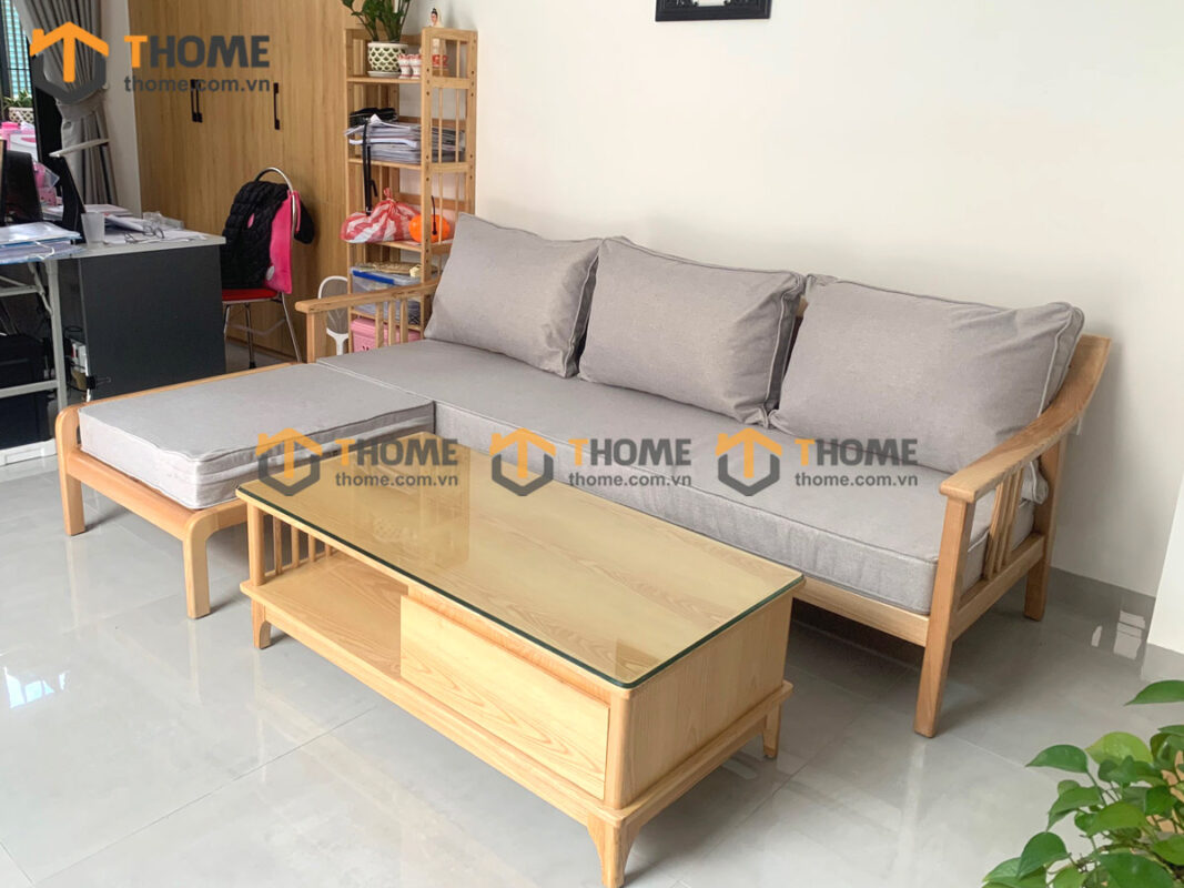 Sofa Góc Nova Gỗ Sồi Tự Nhiên Màu Tự Nhiên 2.4m SFT-13SN