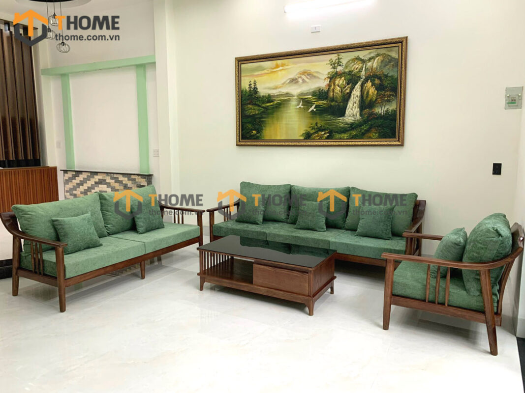 Sofa Góc Nova Gỗ Sồi Tự Nhiên Màu Óc Chó 2.4m SFT-14SN