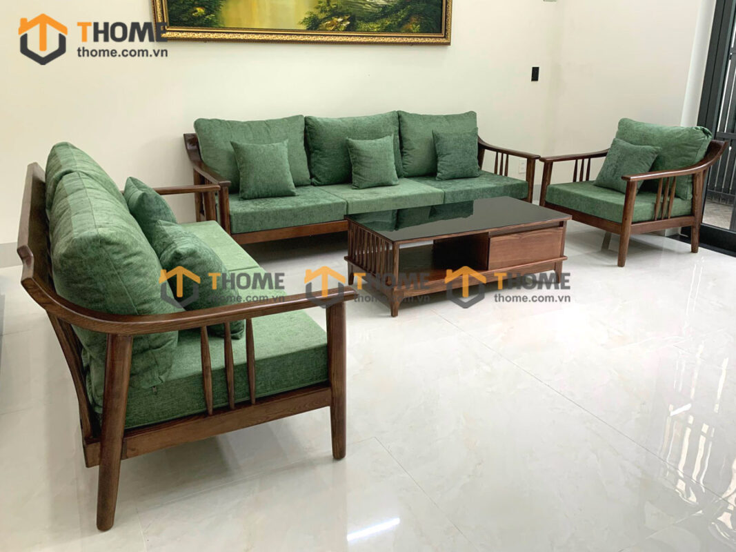 Sofa Góc Nova Gỗ Sồi Tự Nhiên Màu Óc Chó 2.4m SFT-14SN