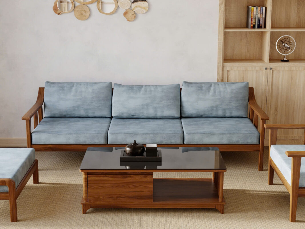 Sofa Góc Nova Gỗ Sồi Tự Nhiên Màu Óc Chó 2.4m SFT-14SN