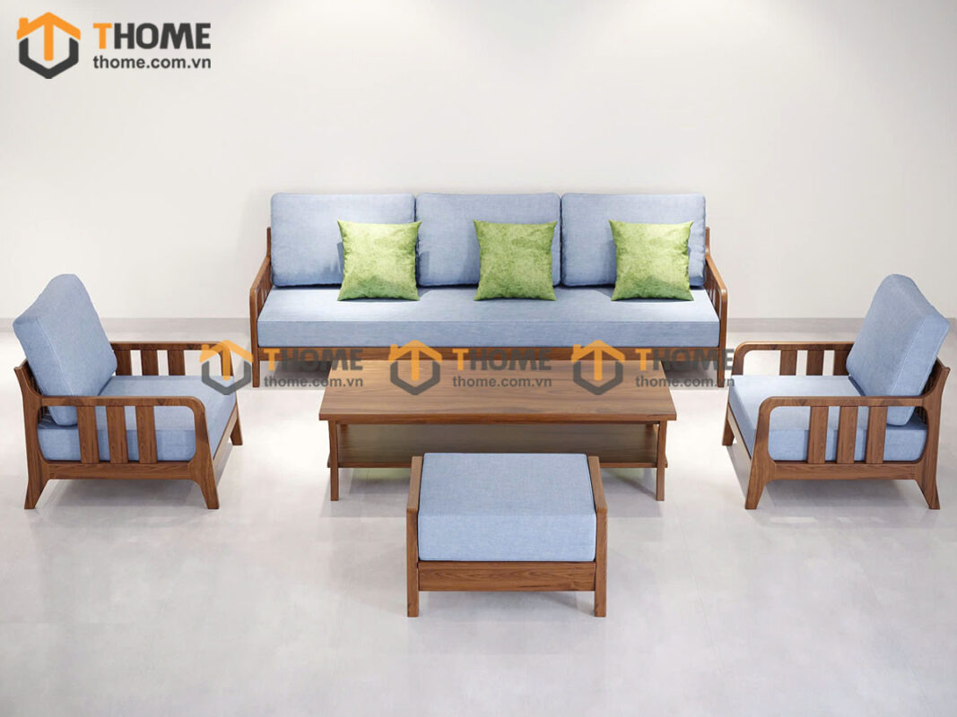 Sofa Omega Gỗ Sồi Tự Nhiên 6 Món Màu Óc Chó 2.0m SFT-23SN