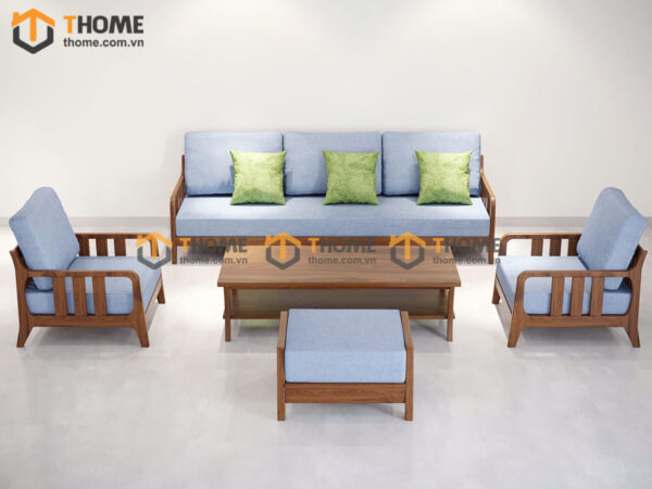 Sofa Omega Gỗ Sồi Tự Nhiên 6 Món Màu Óc Chó 2.0m SFT-23SN