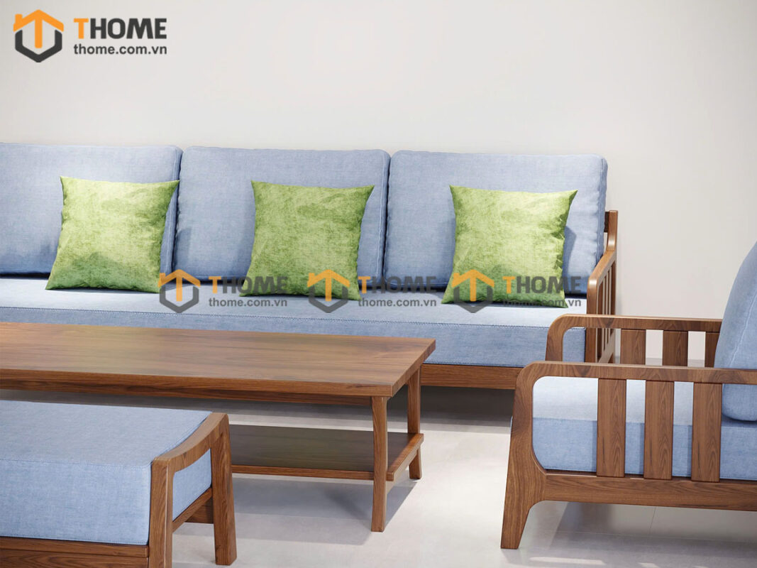 Sofa Omega Gỗ Sồi Tự Nhiên 6 Món Màu Óc Chó 2.0m SFT-23SN