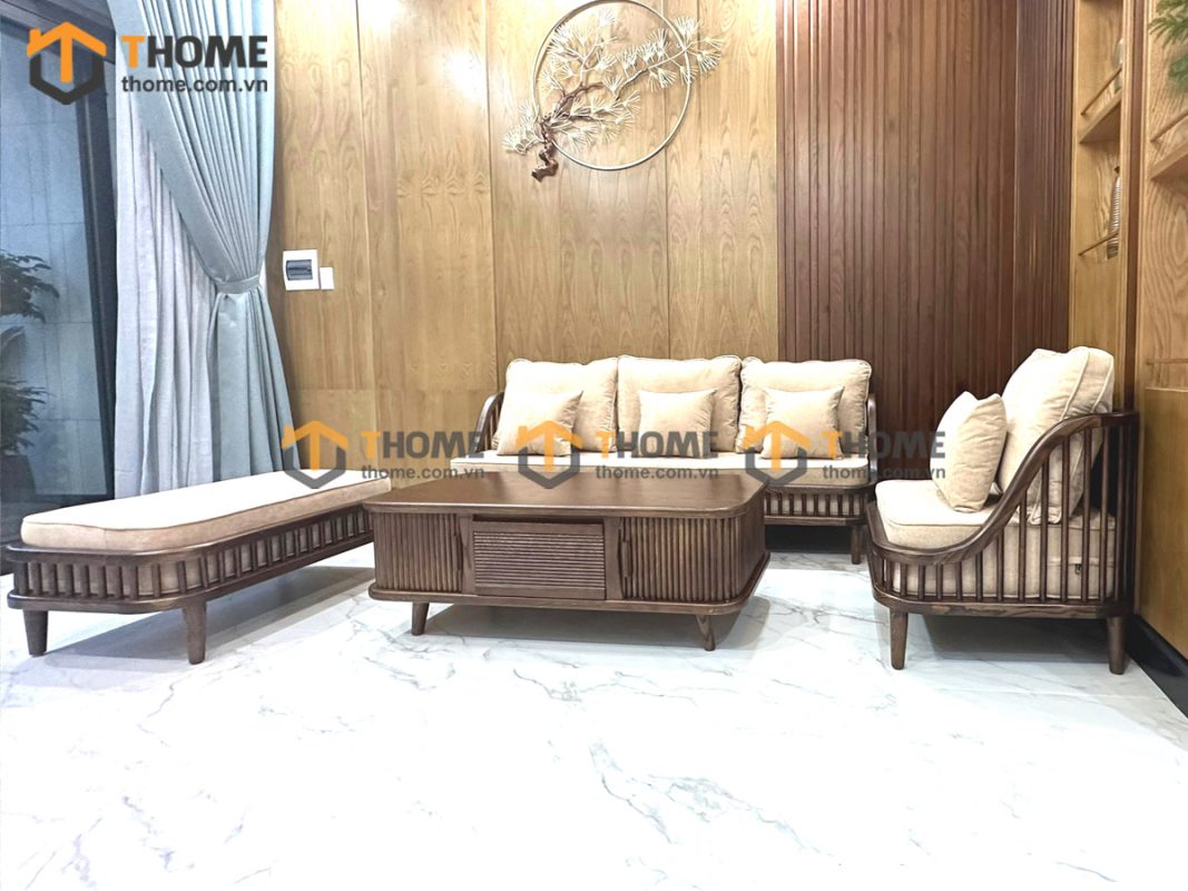 Bộ sofa Quây màu óc chó 2.0m SFT-02SN