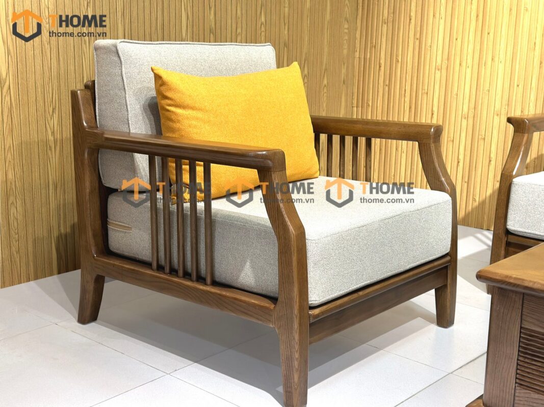 Sofa Queen Gỗ Sồi Tự Nhiên 4 Món Màu Óc Chó 2.15m SFT-27SN