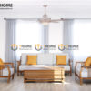 Sofa Queen Gỗ Sồi Tự Nhiên 4 Món Màu Óc Chó 2.15m SFT-27SN