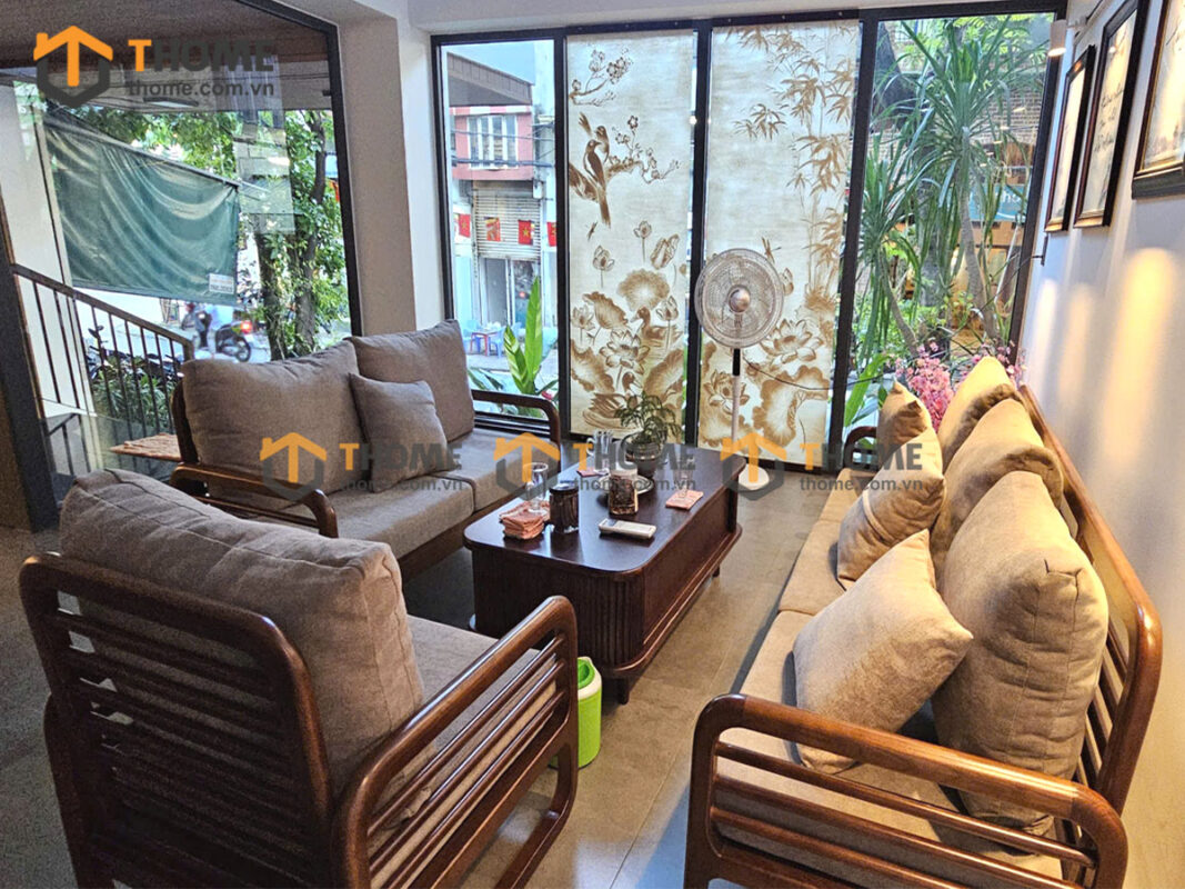 Sofa Titan Gỗ Sồi Tự Nhiên Màu Óc Chó 2.1m SFT-25SN