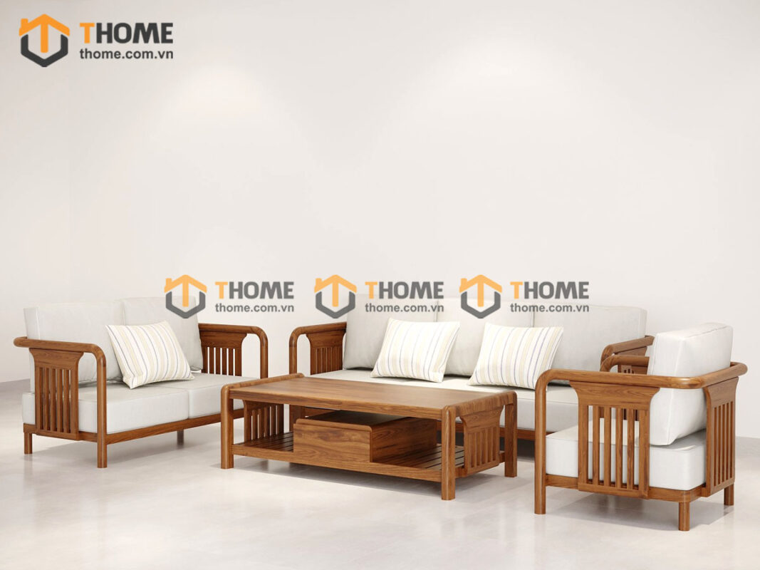 Sofa Vanix Gỗ Sồi Tự Nhiên 4 Món Màu Óc Chó 2.05m SFT-29SN