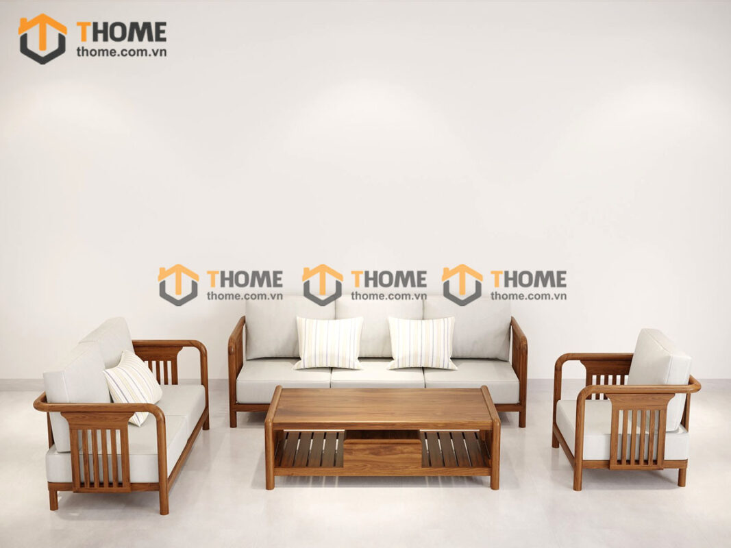 Sofa Vanix Gỗ Sồi Tự Nhiên 4 Món Màu Óc Chó 2.05m SFT-29SN