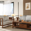 Sofa Vanix Gỗ Sồi Tự Nhiên 4 Món Màu Óc Chó 2.05m SFT-29SN
