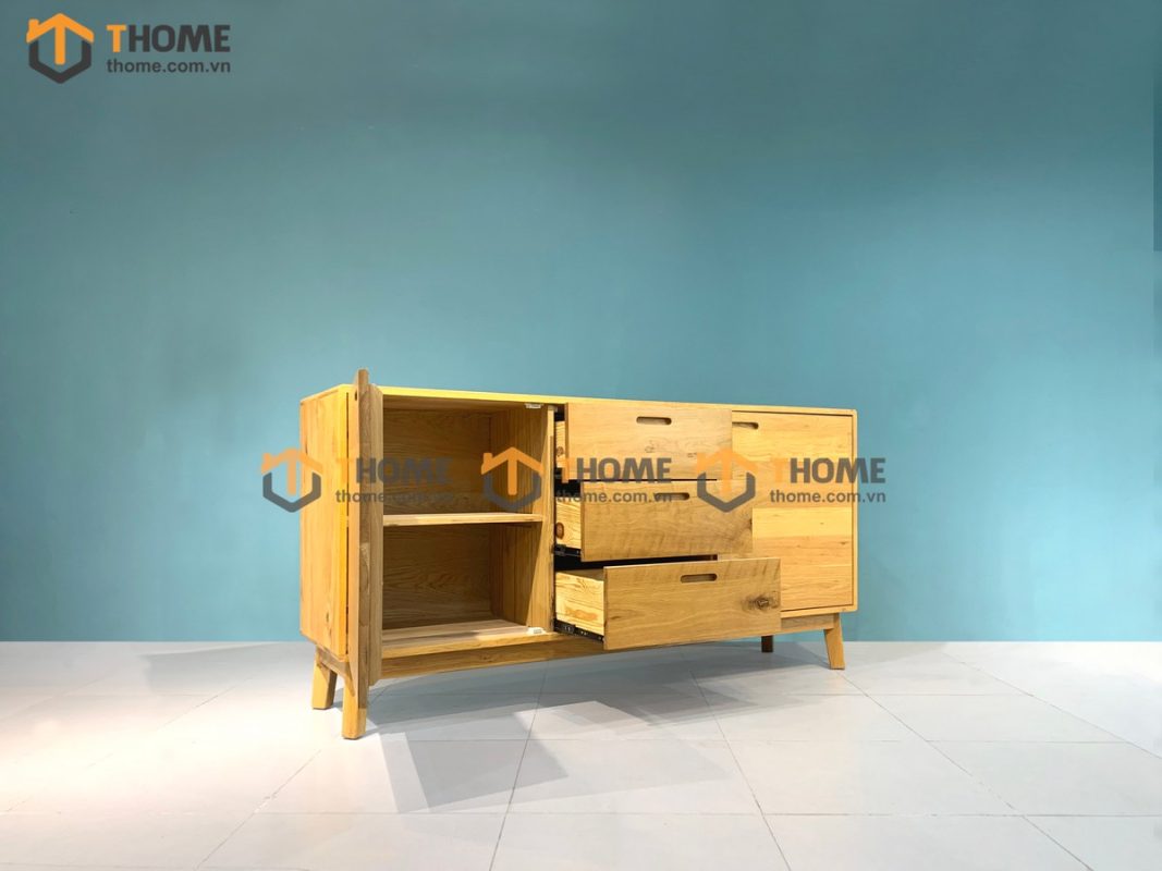 Tủ chén gỗ sồi tự nhiên 2 cánh 3 hộc kéo Harris TC1T-01SM