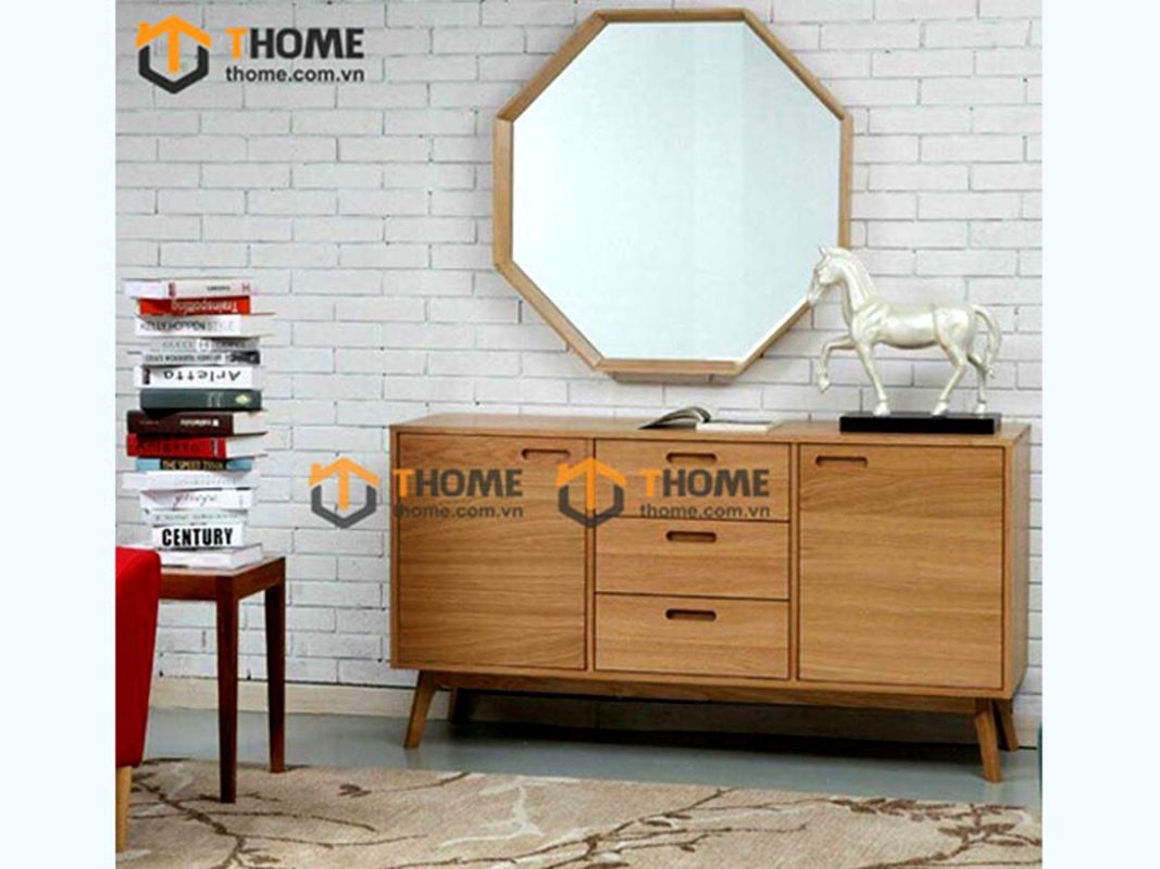 Tủ chén gỗ sồi tự nhiên 2 cánh 3 hộc kéo Harris TC1T-01SM
