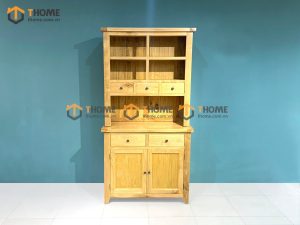 Tủ chén gỗ sồi tự nhiên 2 tầng 2 cánh 2 cánh 5 hộc kéo Harris TC2T-03SM