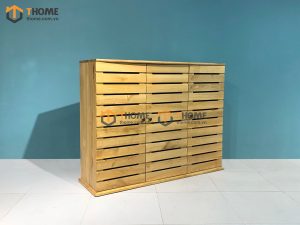 Tủ giày gỗ sồi tự nhiên 3 cánh sọc ngang TG-21SM