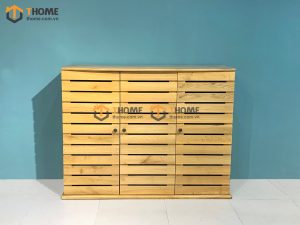 Tủ giày gỗ sồi tự nhiên 3 cánh sọc ngang TG-21SM