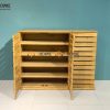 Tủ giày gỗ sồi tự nhiên 3 cánh sọc ngang TG-21SM