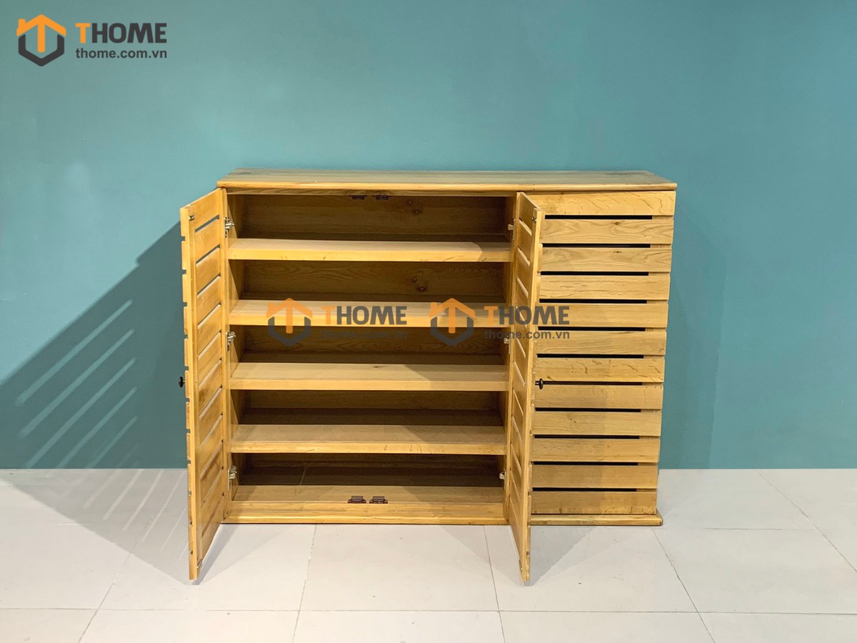 Tủ giày gỗ sồi tự nhiên 3 cánh sọc ngang TG-21SM