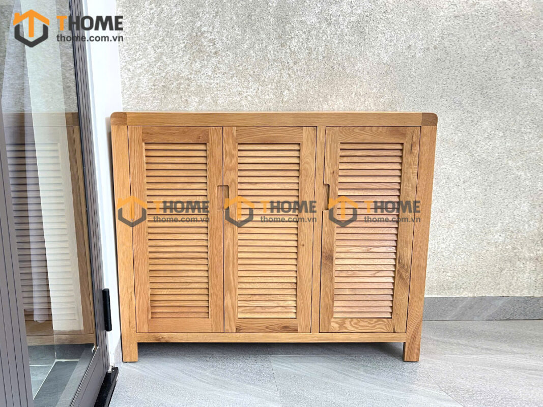 Tủ Giày Gỗ Sồi Tự Nhiên 4 Cánh Nova Tay Nắm Âm TG-27SM