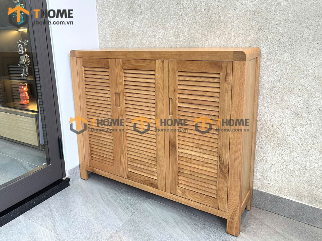 Tủ Giày Gỗ Sồi Tự Nhiên 4 Cánh Nova Tay Nắm Âm TG-27SM