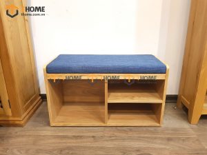 Tủ giày gỗ sồi tự nhiên kết ngồi ghế ngồi nệm TG-22SM