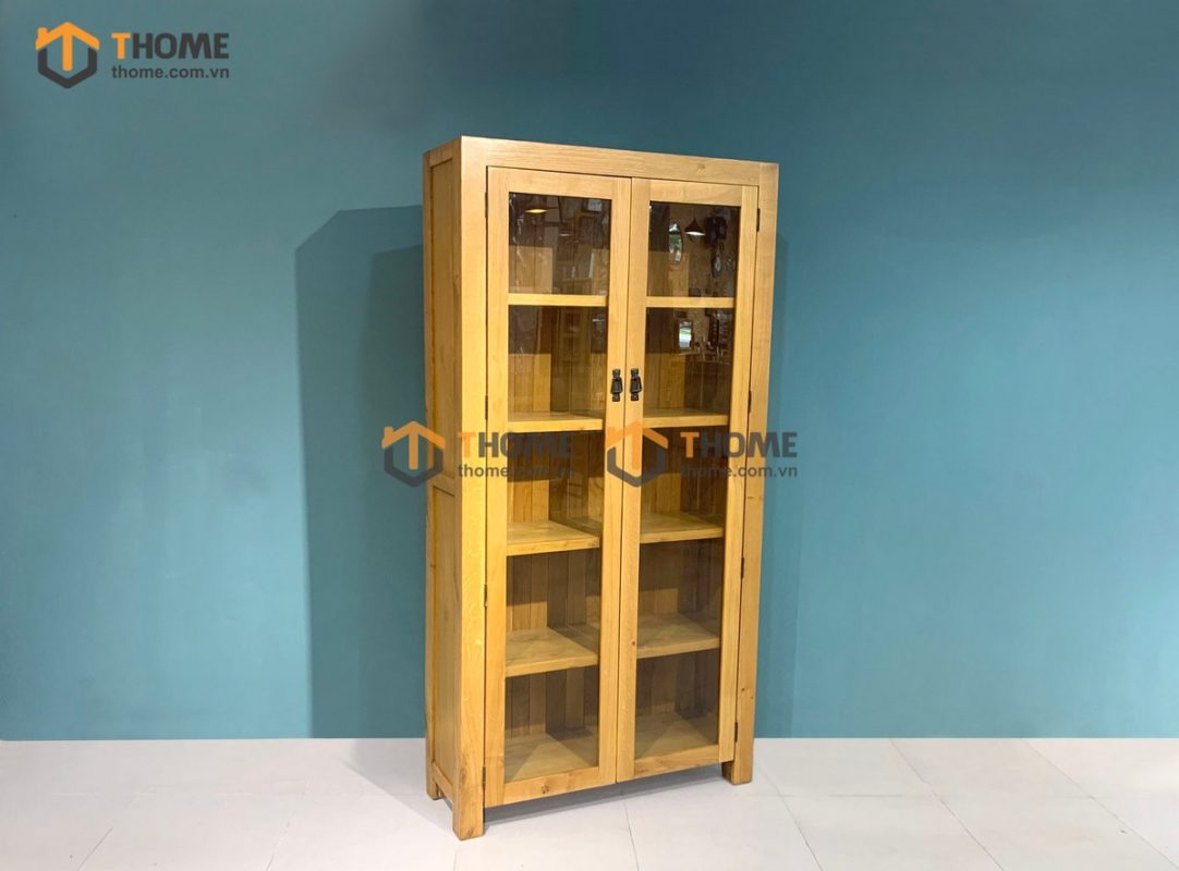 Tủ kính gỗ sồi tự nhiên 2 cánh Cuba TK-09SM