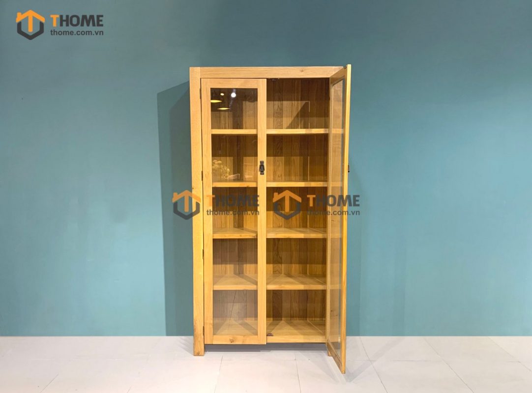 Tủ kính gỗ sồi tự nhiên 2 cánh Cuba TK-09SM