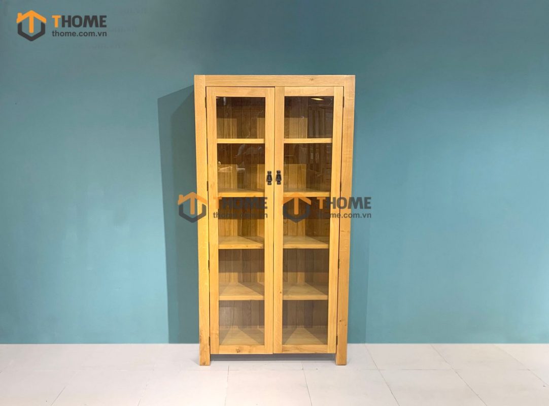 Tủ kính gỗ sồi tự nhiên 2 cánh Cuba TK-09SM