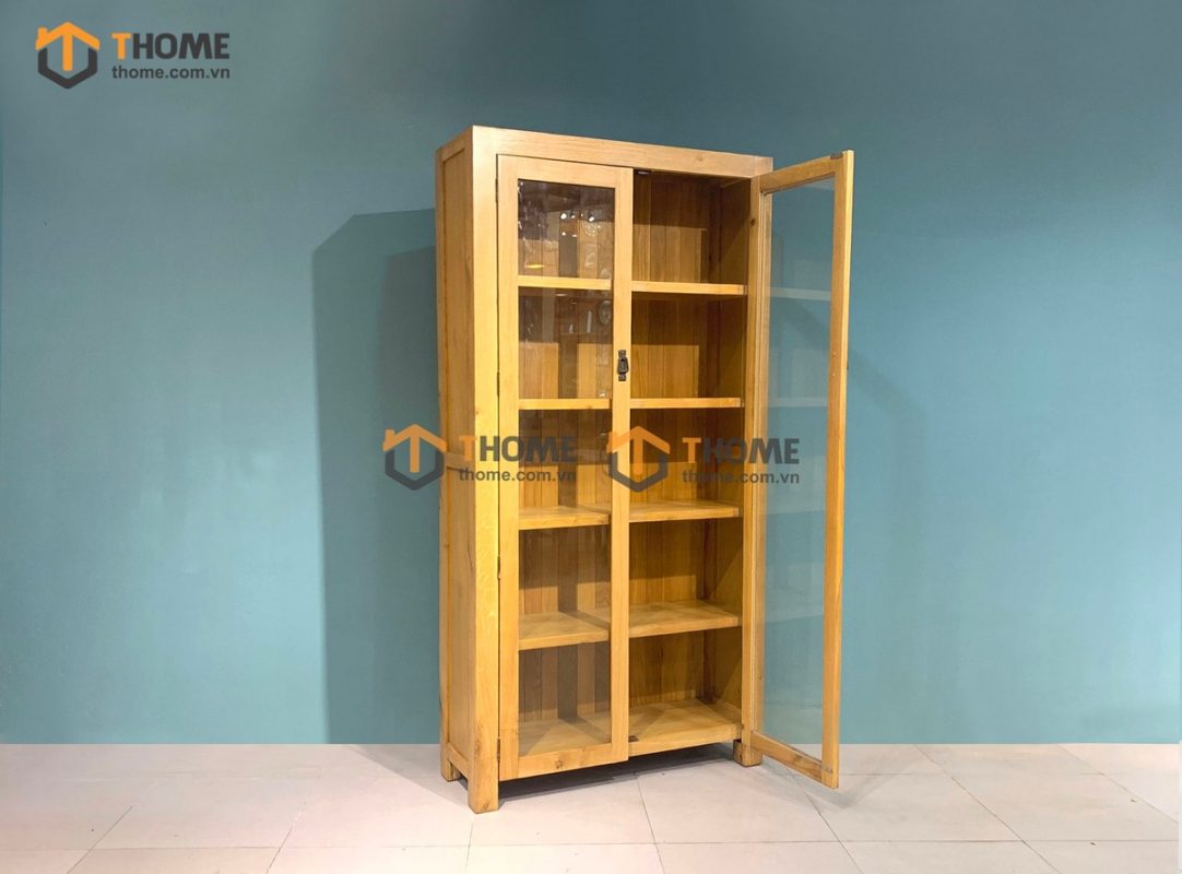 Tủ kính gỗ sồi tự nhiên 2 cánh Cuba TK-09SM