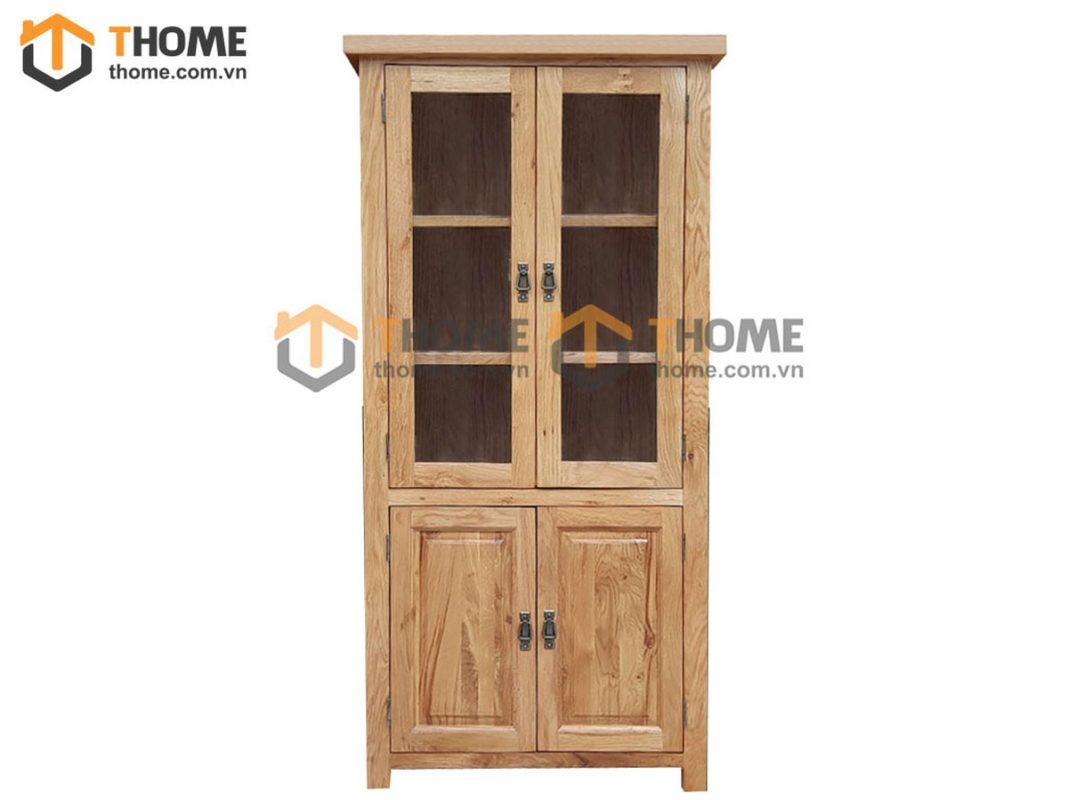 Tủ kính gỗ sồi tự nhiên 4 cánh Harris TK-04SM