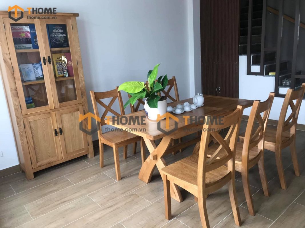 Tủ kính gỗ sồi tự nhiên 4 cánh Harris TK-04SM