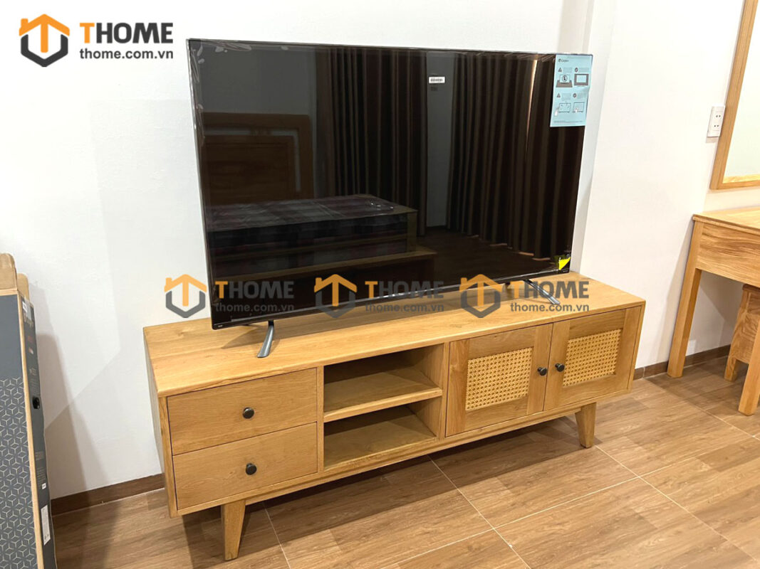 ủ Tivi Gỗ Sồi Tự Nhiên 2 Cánh Mây TTV-33SM