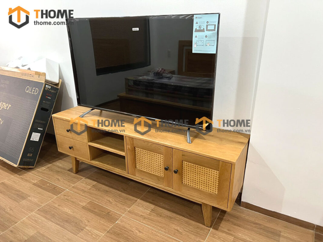 ủ Tivi Gỗ Sồi Tự Nhiên 2 Cánh Mây TTV-33SM