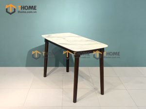 Bàn ăn gỗ cao su tự nhiên Mango mặt giả đá BA-04CS