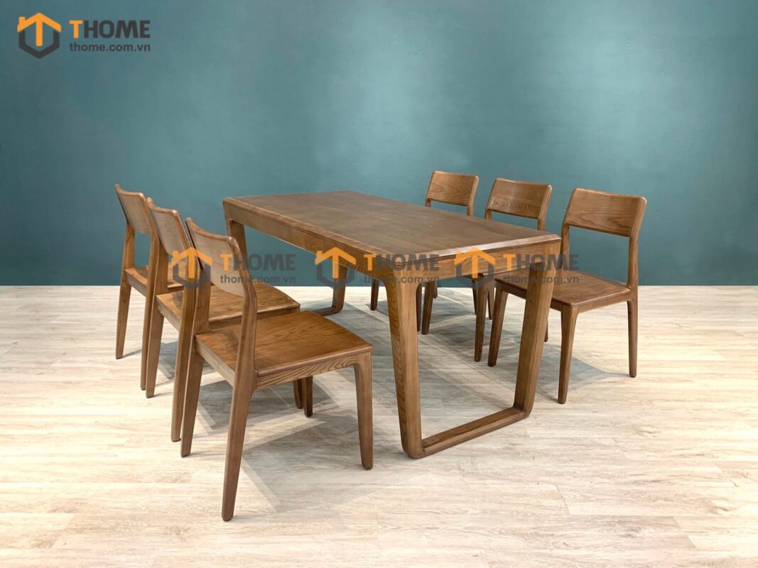 Bàn ăn gỗ sồi tự nhiên Armani màu óc chó BAMG-12SN