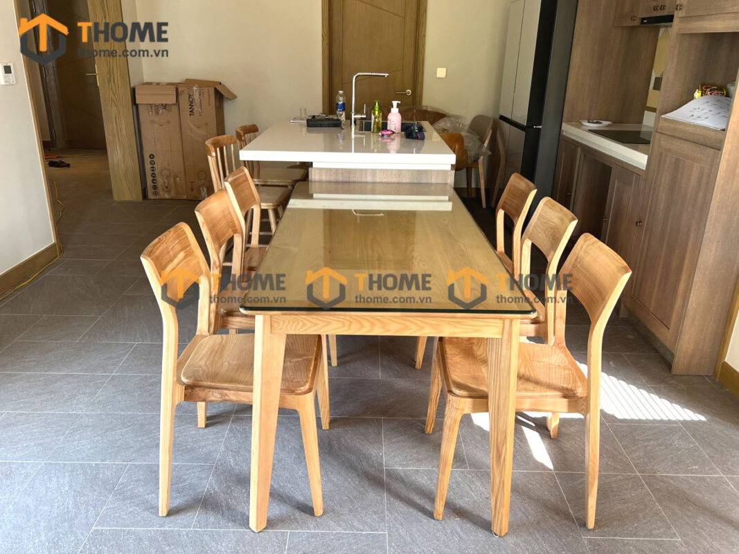 Bàn ăn gỗ sồi tự nhiên Capri màu tự nhiên BAMG-01SN