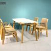 Bàn ăn gỗ sồi tự nhiên Capri mặt đá màu tự nhiên BAMĐ-01SN