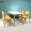 Bàn ăn gỗ sồi tự nhiên Capri mặt đá màu tự nhiên BAMĐ-01SN