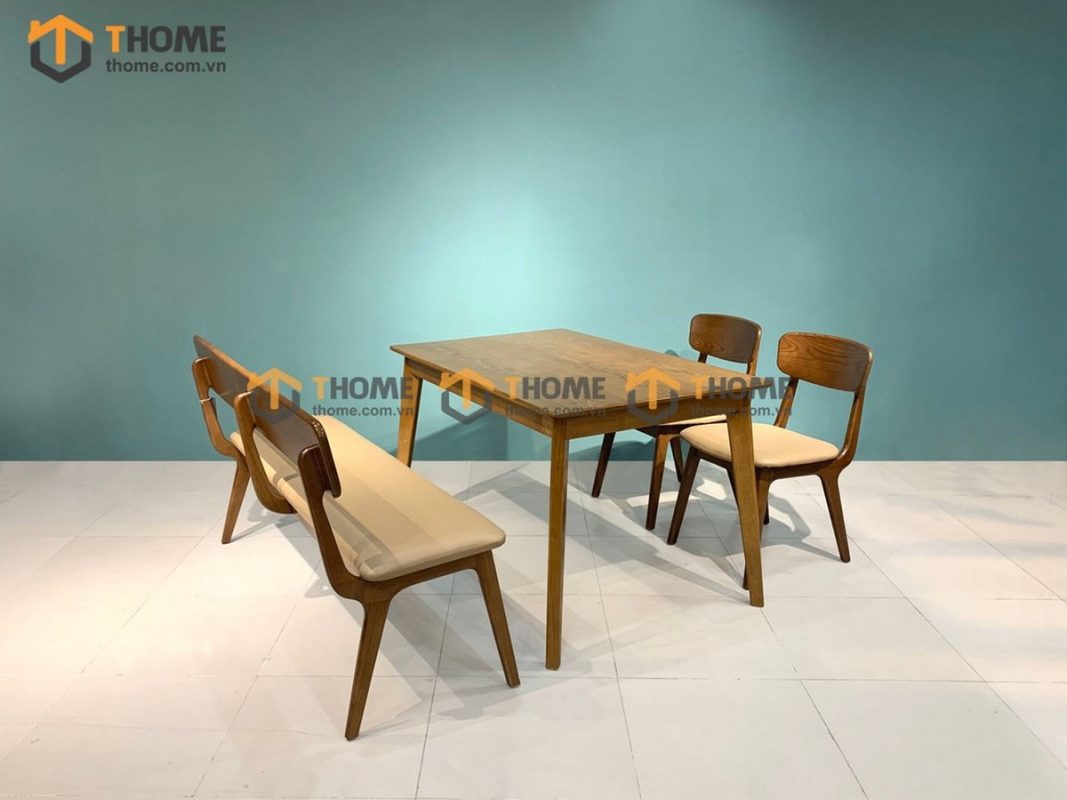 Bàn ăn gỗ sồi tự nhiên Capri màu óc chó BAMG-02SN