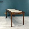 Bàn ăn gỗ sồi tự nhiên Lux lọt đá màu óc chó BAMĐ-07SN