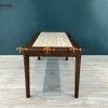 Bàn ăn gỗ sồi tự nhiên Lux lọt đá màu óc chó BAMĐ-07SN