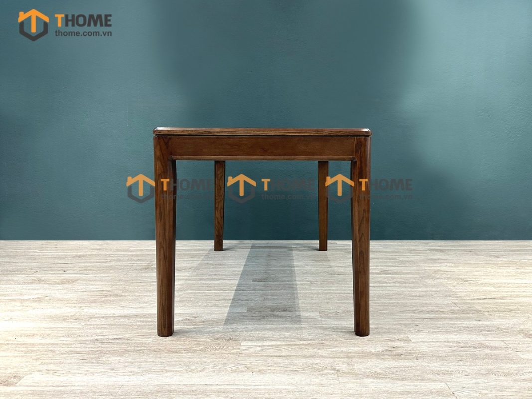 Bàn ăn gỗ sồi tự nhiên Lux lọt đá màu óc chó BAMĐ-07SN