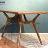 Bàn ăn gỗ sồi tự nhiên chân chéo X màu óc chó BAMG-17SN