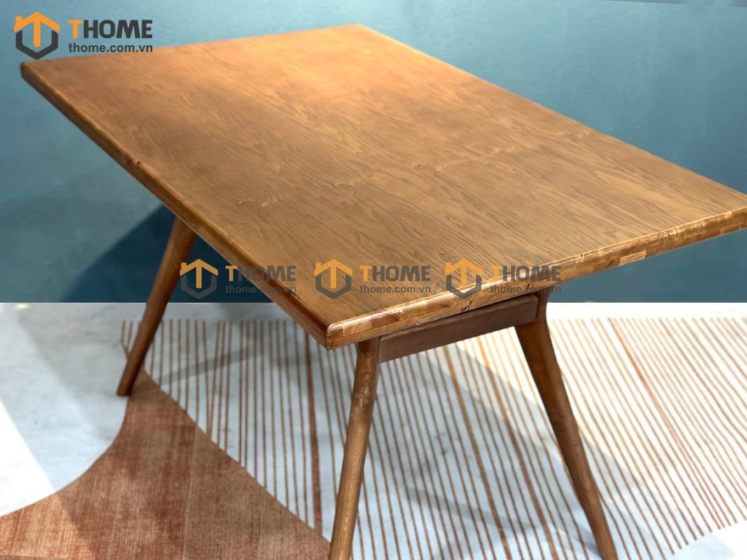 Bàn ăn gỗ sồi tự nhiên chân chéo X màu óc chó BAMG-17SN