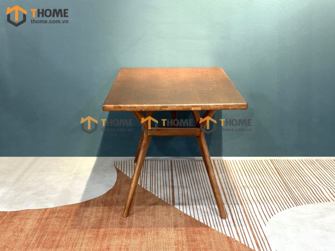 Bàn ăn gỗ sồi tự nhiên chân chéo X màu óc chó BAMG-17SN