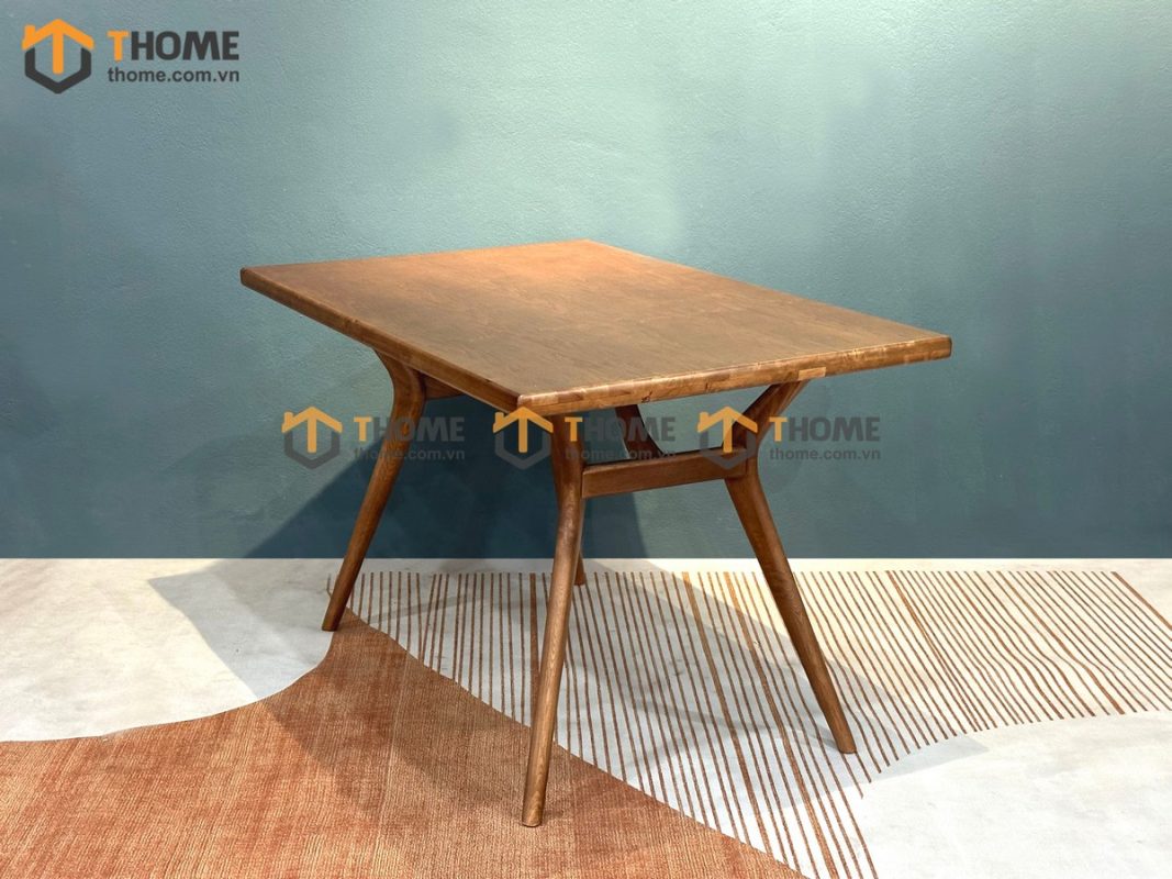 Bàn ăn gỗ sồi tự nhiên chân chéo X màu óc chó BAMG-17SN