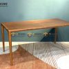 Bàn ăn gỗ sồi tự nhiên chân thẳng Neva màu óc chó BAMG-18SN