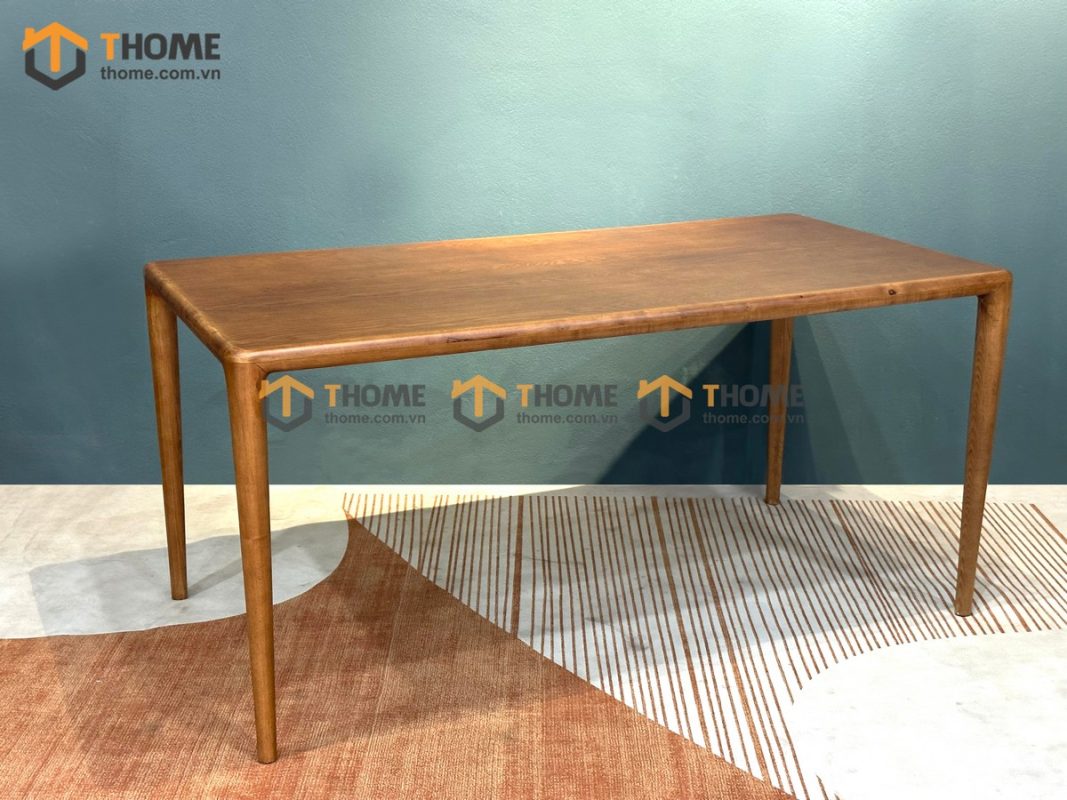 Bàn ăn gỗ sồi tự nhiên chân thẳng Neva màu óc chó BAMG-18SN