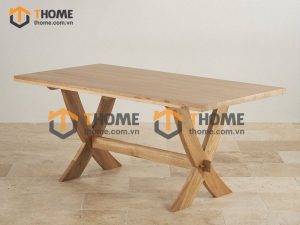 Bàn ăn gỗ sồi tự nhiên chân X BA-08SM